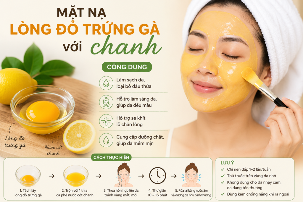 Mặt Nạ Lòng Đỏ Trứng Gà Với Chanh Có Tác Dụng Gì? Cách Sử Dụng Đúng Để Chăm Sóc Da